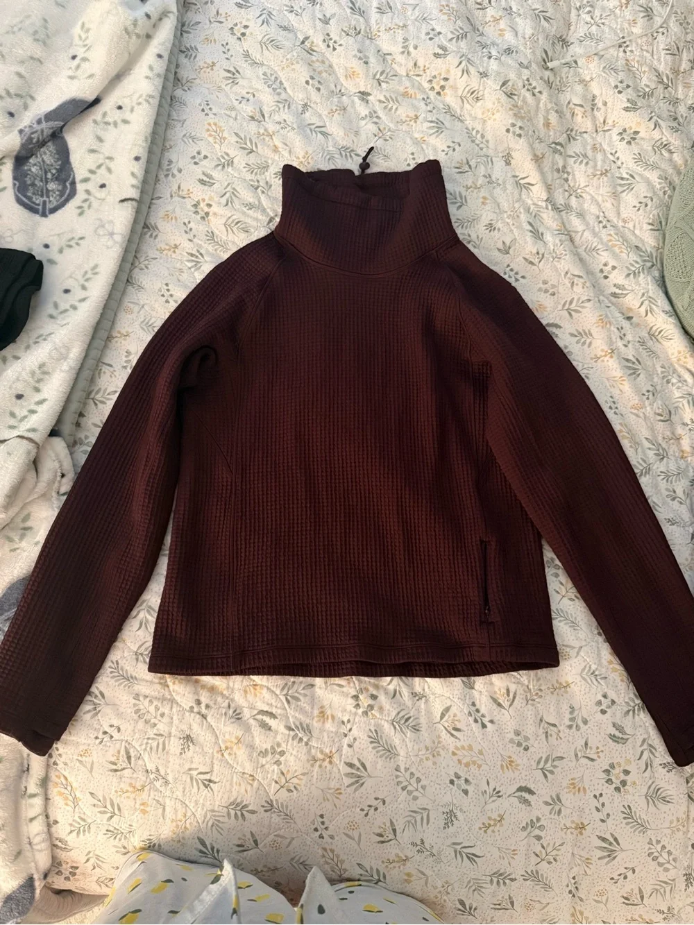 Lululemon Waffle Knit Funnel Neck Long Sleeve Sweatshirt- Deep Burgundy